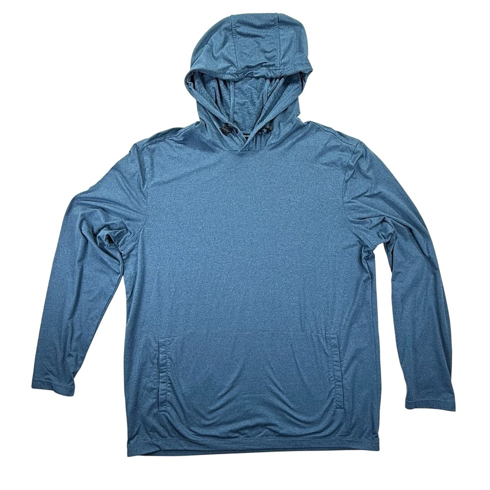 01. Algo Performance Hoodie Men L Blue Quick Dry UPF Fishing Golf Outdoor Hiking